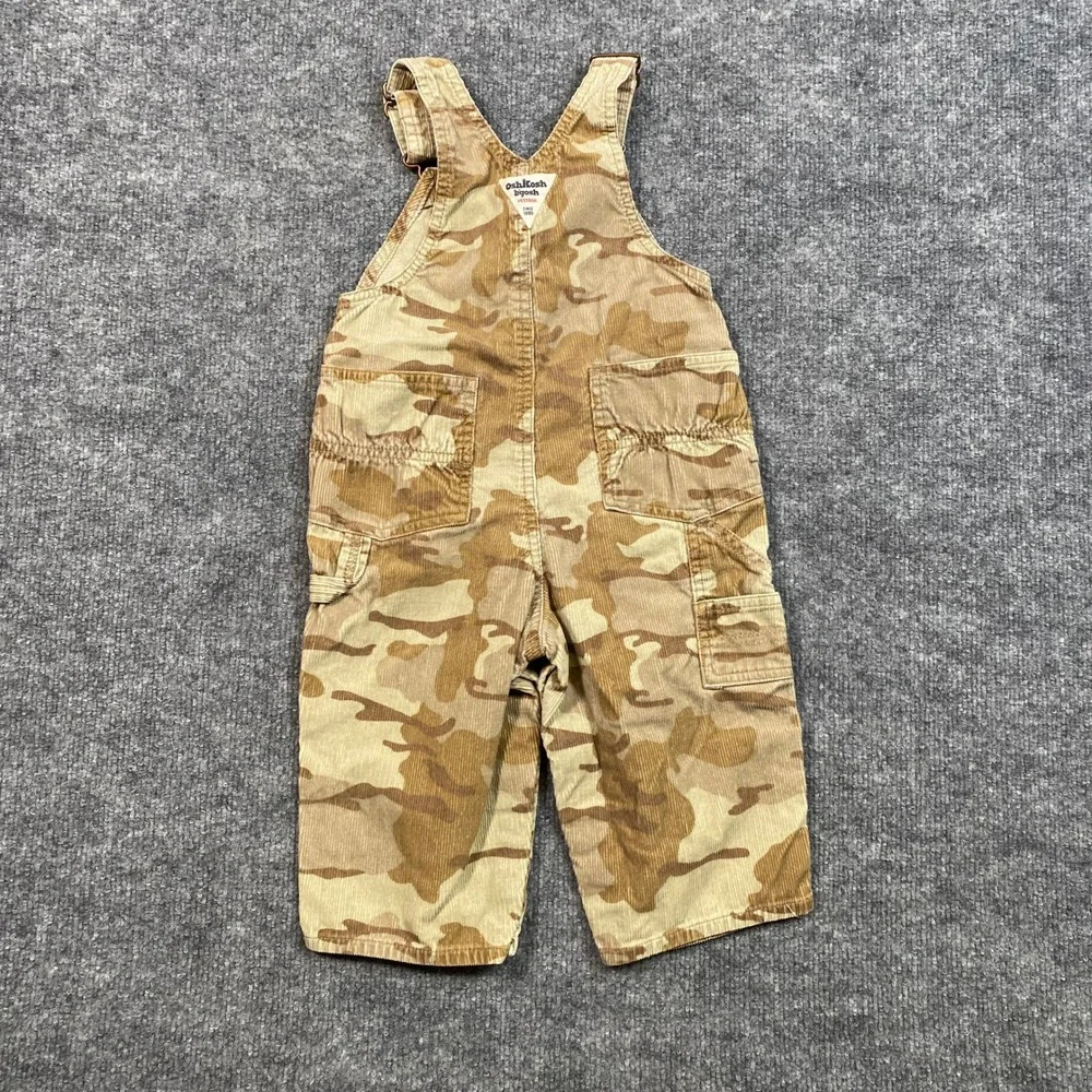 OshKosh Bgosh Kids 18M Desert Camo Corduroy Overalls Tan Brown Carpenter Utility
